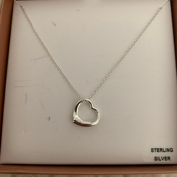 NWB Sparkle & Shine Sterling Silver 925 Open Heart Pendant Necklace - Picture 3 of 7